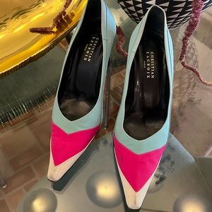 Christian Lacroix silk color block heels pumps